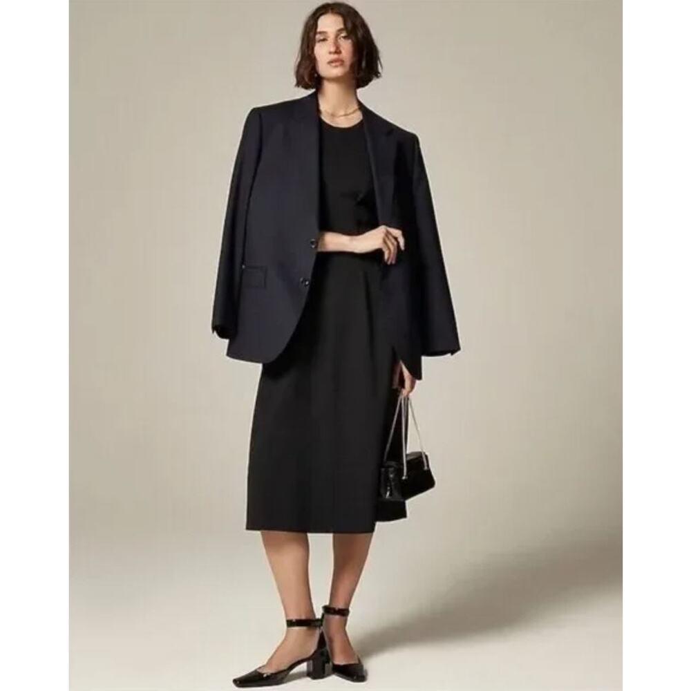 NWT J. Crew 2025 Nadia Ponte Midi Dress XS Black Stretch Minimalist Business - Picture 12 of 12